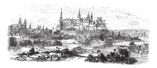 Wawel Castle or Royal Castle in Krakow, Poland, during the 1890s